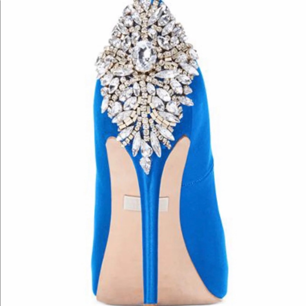 Badgley Mischka Kiara Rhinestone Peep Toe Pumps - Picture 7 of 8